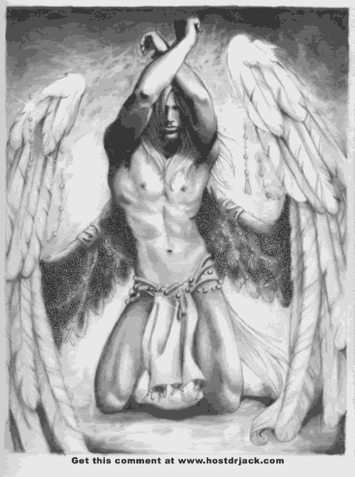 Angel man with wings drawing